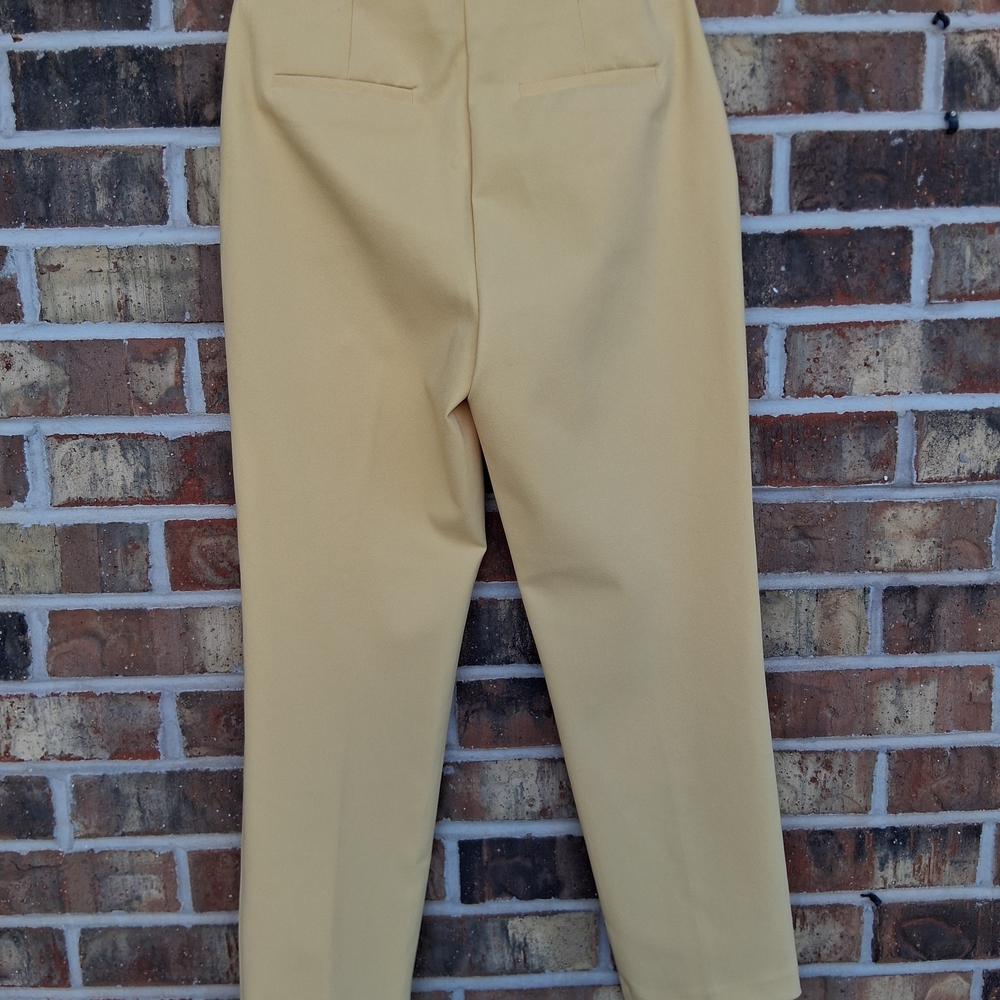Rachel Zoe Butter Yellow Tailored Ankle Pants Sz 4 Stretch Chic Workwear Classic - Picture 7 of 10